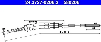 Produktbild von ATE Handbremsseil Seilzug Feststellbremse für BMW 3 Limousine (E21) Hinten 24.3727-0206.2
