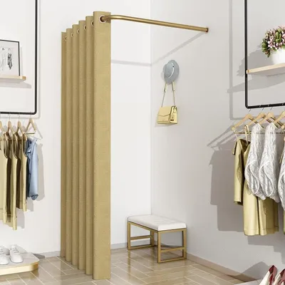 Productafbeelding van Paskamer met Gordijn - Kleedkamer Tijdelijk - Kleding Passen - Privacy Beschermend - 80 cm - Zwart