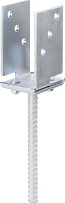 Produktbild von Alberts U-Pfostenträger | breitenverstellbar und zum Einbetonieren | galvanisch verzinkt, dickschichtpassiviert | Breite 71 - 131 mm | Betonanker 200 mm