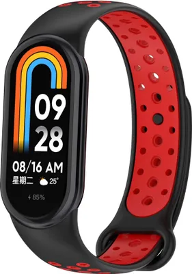 Produktbild von Bizon Strap Uhr Octo Xiaomi Mi Smart Band 8 schwarz-rot