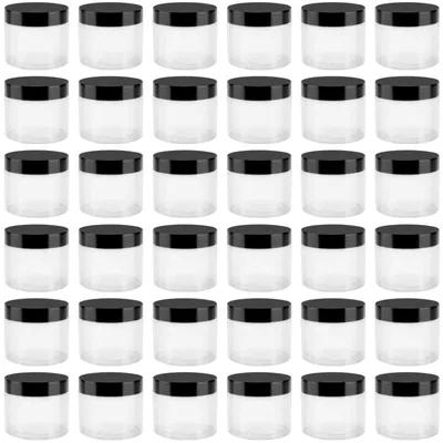 Imagen del producto de 36 recipientes de plástico redondos pequeños con tapa, de 120 ml