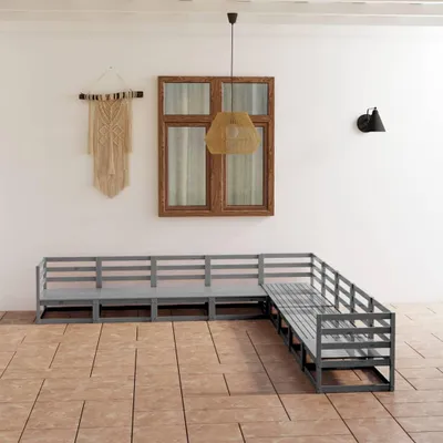 Produktbild von vidaXL 9-tlg. Garten-Lounge-Set Grau Kiefer Massivholz