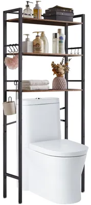 3-stufiges Badregal über Toilette, freistehend, 165 cm, braun