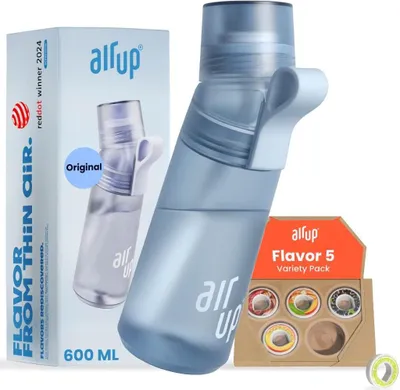 Produktbild von air up® Trinkflasche (600 ml) für Schule, Sport, Gym | inkl. 5 zuckerfreien Duft-Pods & Strohhalm Wasserflasche in Blau mit Geschmack - auch Kinder,