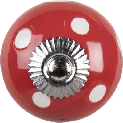Immagine prodotto di Pomello per porta Clayre & Eef Ø 4 cm in Vetroceramica bianca e rossa