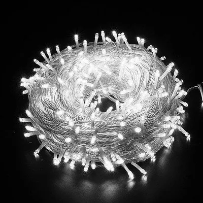 Immagine prodotto di Illuminazione per interni di Halloween, 300 luci LED bianche, luci per l'albero di Natale con 8 modalità, cavo da 3 m, fili di luci LED bianche