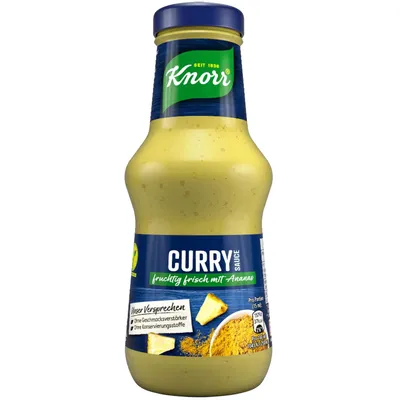 A bottle of Knorr Curry Sauce.