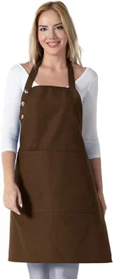 Produktbild von Unyqoos® Küchenschürze für Damen – stilvoll & funktional, 66% Baumwolle/34% Polyester, wasser- und schmutzabweisend, verstellbar mit 2 großen Taschen
