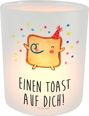 Produktbild von Mr. & Mrs. Panda Teelichthalter Toast Party - Transparent - Geschenk, Freundin, Jahrestag, Glas, Valentinstag, kerzenhalter, Hochzeitstag, für Partner, Frauen, laterne