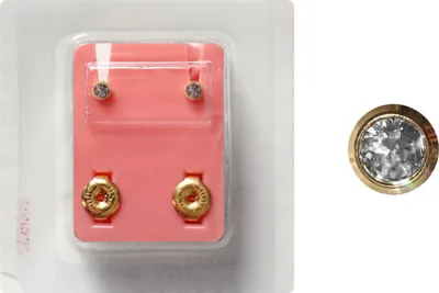 Produktbild von Erstohrstecker Chirurgenstahl vergoldet Sterile Ohrstecker Zarge mit Stein in transparent 3mm