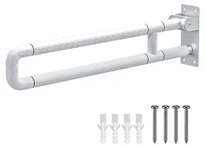 Produktbild von 75 cm WC Haltegriff, klappbarer Wandstützgriff für Toiletten 300–350 kg, rutschfest für Badezimmer und Toiletten, Haltegriffe für Senioren und Menschen mit Behinderungen (weiß, 75 cm)