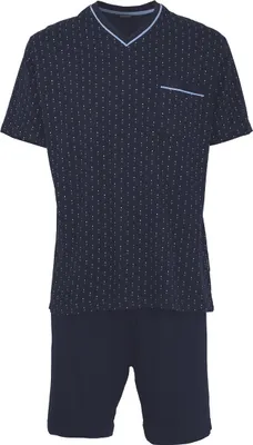 Image de Short Gotzburg pour homme, bleu avec un motif bleu clair et blanc