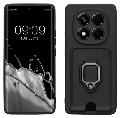 Produktbild von kwmobile Handyhülle kompatibel mit Xiaomi Redmi Note 14 Pro 5G / Poco X7 - Softcase mit Kameraschutz - Kartenfach - Schwarz