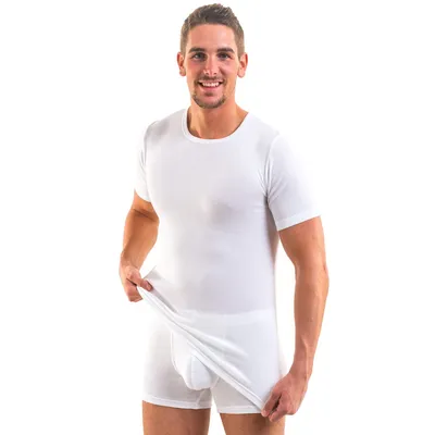 Herren kurzarm Shirt Rundhals weiß