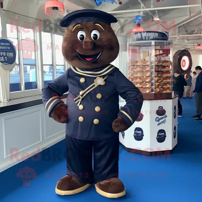 Produktbild von Navy REDBROKOLY Chocolate Bar Maskottchen kostüm gekleidet in einen Overall und Halsketten