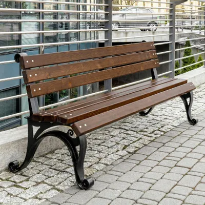 Immagine prodotto di Panchina da giardino REKORD VIENNA in palissandro  170 cm, 3-4 posti  Ghisa massiccia e legno di abete rosso scandinavo  Resistente alle intemperie ed ergonomica, ideale per giardino e terrazza