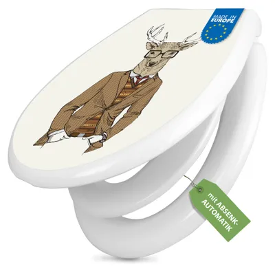 Produktbild von banjado Familien WC Sitz weiß mit Absenkautomatik und Motiv [Montivname] [TDWK 12097]