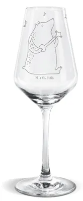 Produktbild von Mr. & Mrs. Panda Weinglas Bär Gitarre - Transparent - Geschenk, Teddy, Weißwein Glas, Weißweinkelch, Kelch, wein
