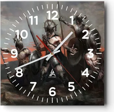 Produktbild von Wanduhr - Quadrat - Glasuhr - ritter rüstung - 40x40cm - Schleichendes Uhrwerk - Lautlos - zum Aufhängen bereit - Dekoration Modern - Wanddekoration aus Glas - C4AC40x40-3641