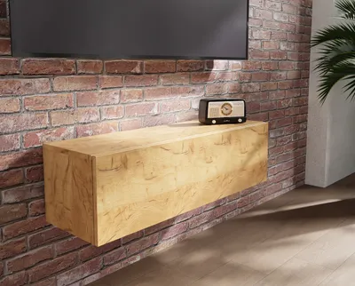 Produktbild von Platan Room TV Lowboard 105 breit EICHE Fernsehschrank hängend oder stehend Hängeboard Board Schrank für Wohnzimmer Wandschrank MATT