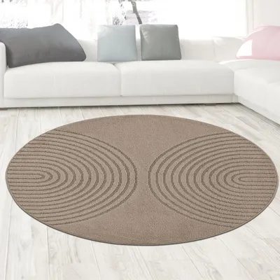 Obrázok produktu pre Dizajnový koberec hnedý s 3D kruhovým vzorom elegantný a moderný Veľkosť - 120 cm round