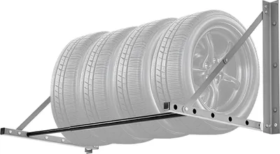 Obrázok produktu pre Stojan na pneumatiky SucceBuy na montáž na stenu, skladací, 81-121 cm, nastaviteľný, oceľ Q235 na uskladnenie pneumatík R14-R20, nosnosť 136 kg, na použitie v garážach a dielňach