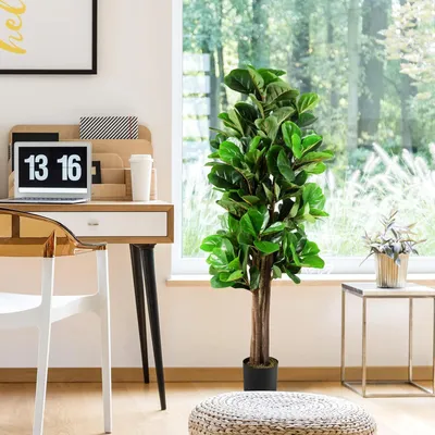 Immagine prodotto di Pianta artificiale da 150 cm, albero artificiale con 6 tronchi e 180 foglie realistiche, albero artificiale con vaso, pianta da interno per ufficio, studio e soggiorno, albero decorativo per interni ed esterni