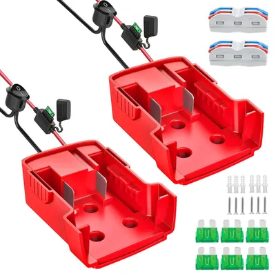 Productafbeelding van 2 stuks Adapter voor 18 V accu met zekering en schakelaar
