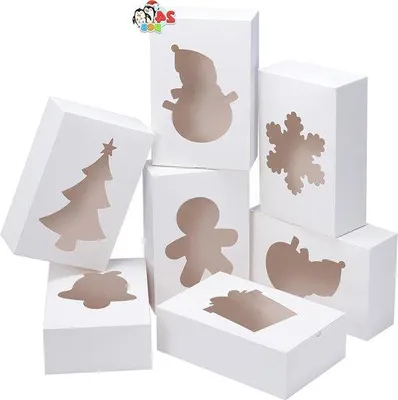 Produktbild von Weihnachts Geschenkbox 9x6x3cm Weiss Papier