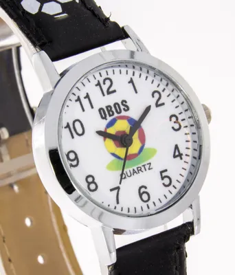 Produktbild von Kinderuhr Qbos Fußballmotiv schwarz