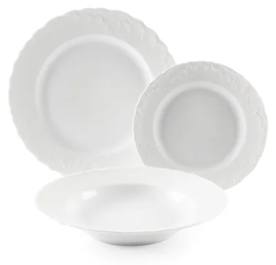 Immagine prodotto di Set di piatti in porcellana - 18 pezzi - Bianco - Per 6 persone