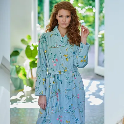 Produktbild von Pip Studio Les Fleurs Bademantel Farbe Blau Größe S
