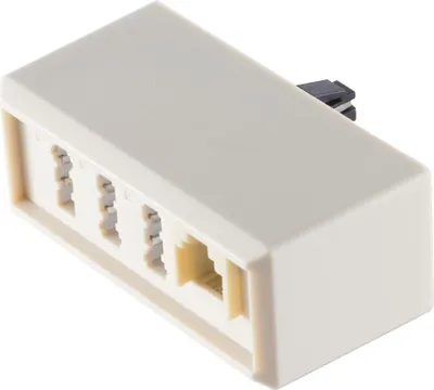 Produktbild von Adapter TAE-F Stecker auf TAE NFF Dreifach-Kupplung und 6P4C RJ11 Modularkupplung (11010464)