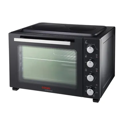 Produktbild von 48L Mini-Ofen mit 2 Keramik-Kochfeldern – Elektrischer Multifunktions-Tischherd | Schwarz/Silber