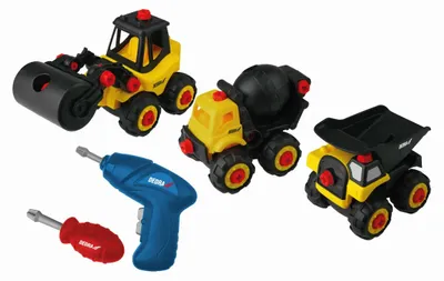 Produktbild von Set mit 3 Fahrzeugen zum Zusammenbauen mit Schraubendreher und Schraubenzieher