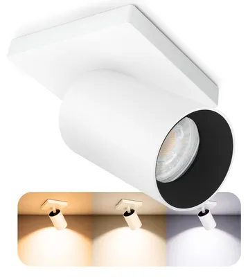 Produktbild von SSC-LUXon ALVO 1 Wandspot Deckenspot LED weiß & schwarz 1-flammig -  inkl. GU10 LED 5W LumIFLEX drei Lichtfarben - Deckenlampe schwenkbar für Küche & Flur