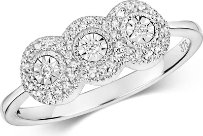 Produktbild von Funkelndes Feuer 9 Karat (375) Weißgold Trilogie Diamant Damenring Brillant-Schliff 0.06 Karat H - I1 I2, 53 (16.9); TRS319859KWRSM