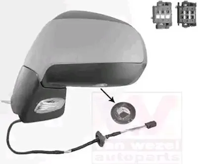 Produktbild von VAN WEZEL 4076817 Außenspiegel Seitenspiegel Links passend für PEUGEOT 5008 (0U, 0E) Konvex Beheizt Grundiert
