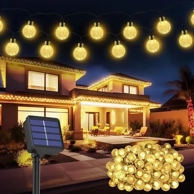 Obrázek produktu pro Solární osvětlovací sada do zahrady – 100 LED – voděodolná – 8 režimů – křišťálové osvětlení – dekorativní – pro venkovní použití – na oslavy