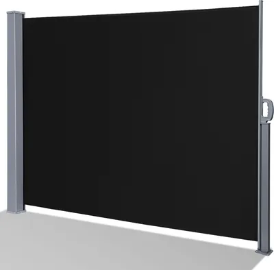 Obrázek produktu pro TolleTour boční markýza Výsuvná hliníková boční markýza Zahradní markýza Ochrana proti slunci Ochrana proti dešti 160x300 Černá barva