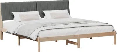 Produktbild von Bettrahmen mit Kopfteil Braun 200 x 200 cm Massives Kiefernholz