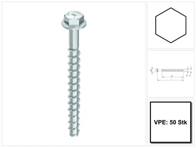 Produktbild von MULTI-MONTI-plus SS 7,5 x 70, Sechskantkopf, SW-10, A2K, 50 Stück