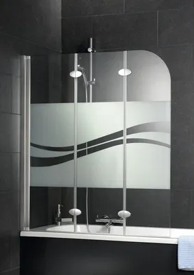 Produktbild von SCHULTE Badewannenaufsatz 3-teilig Komfort ExpressPlus 125 x 140 cm Glasdekor Liane Profilfarbe aluminium EP3354 01 97 1