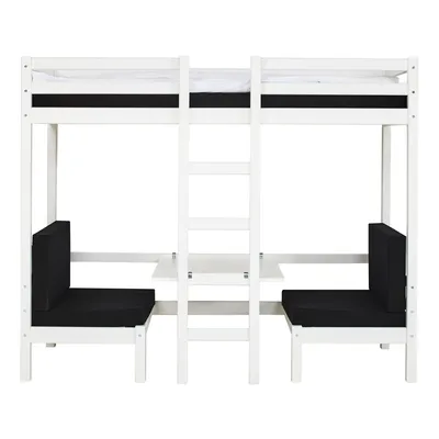 Produktbild von BasicJumbo Hochbett mit schwarzem Sofa, Schreibtisch und inkl. Lattenroste.