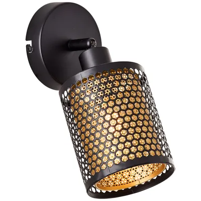 Productafbeelding van Zwart met gouden wandlamp Cheval