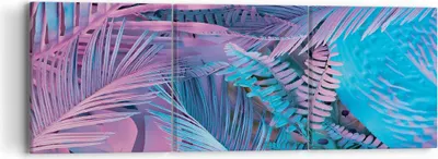Produktbild von Bild auf Leinwand - Leinwandbild - 3 Teile - Blätter Rosa Blau - 90x30cm - Wand Bild - Wanddeko - Wandbilder - Leinwanddruck - Bilder - Wanddekoration - Leinwand bilder - Wandbild - CA90x30-4401
