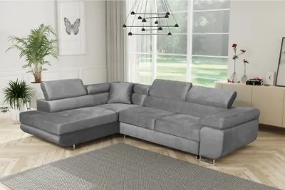 Produktbild von MYSEN Ecksofa Lugo mit Schlaffunktion L-Form Links, Sofa mit Bettkasten, Wohnzimmersofa, Couch, Soffa, Bettsofa, Couchgarnitur, 277x203 cm, Grau