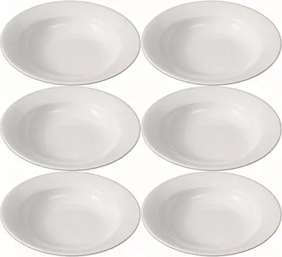 Immagine prodotto di Piatti fondi in porcellana Ø 22 cm Set da 6 Piatti piani Colazione Spuntino Merenda Buffet