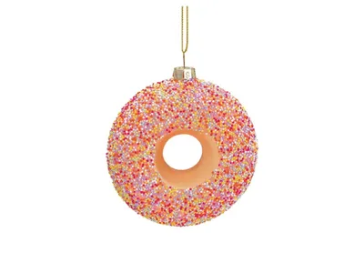 Produktbild von Weihnachtshänger Donut aus Glas, 2-fach, Bunt (B/H/T) 9x9x3cm
