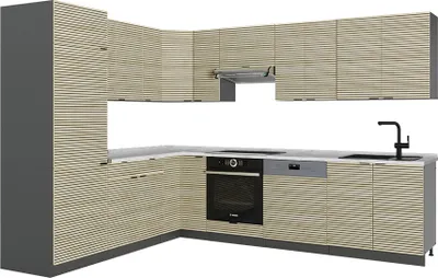Immagine prodotto di Cucina angolare completa Vicco Fame-Line Pannello in rovere/antracite 287 x 60 cm , PL Marmo, Model 51484